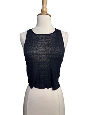 BDG Black Ribbed Sheer Crop Tank